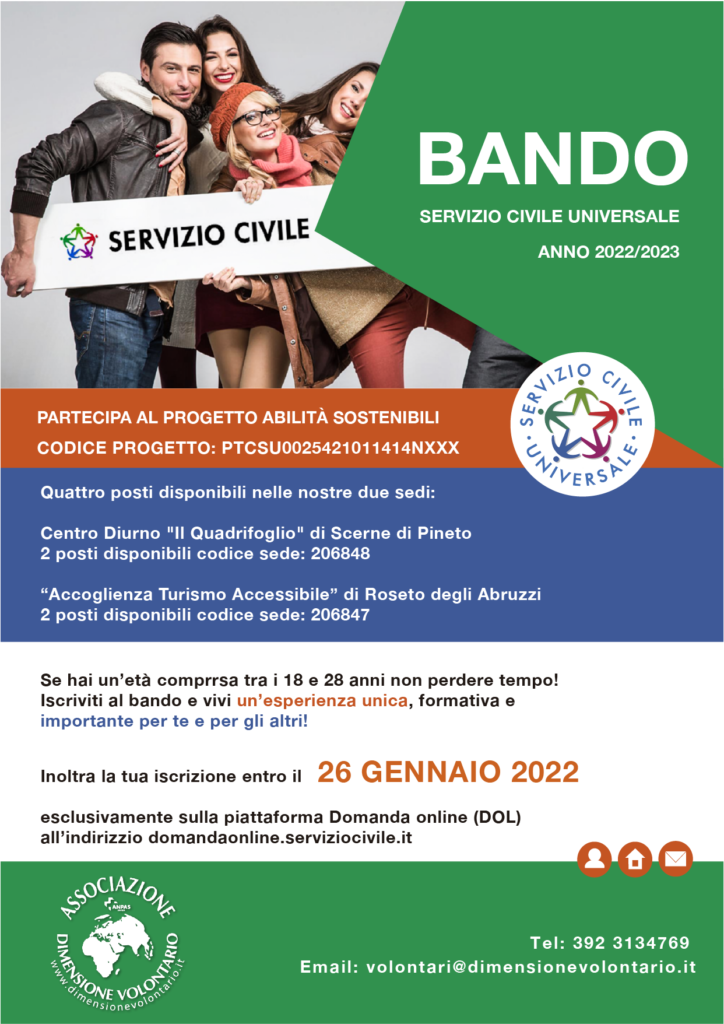 Partecipa al Servizio Civile 2022 a Roseto e Pineto